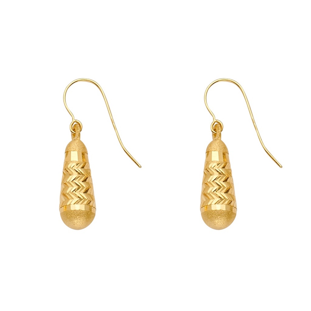 14K Yellow Hollow Hanging Earrings for Women